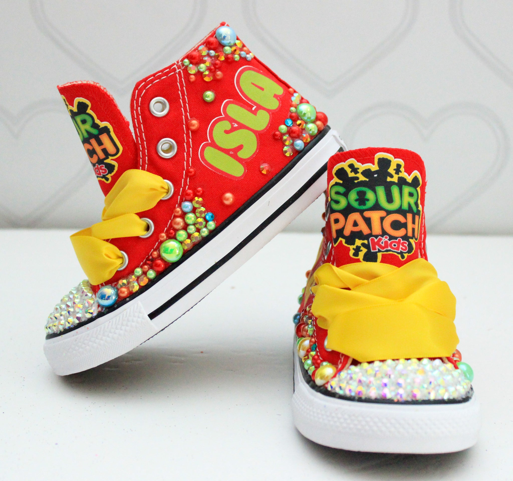 Sour Patch Kids shoes- Sour Patch bling Converse-Girls Sour Patch Shoe â Pink Toes & Hair Bows
