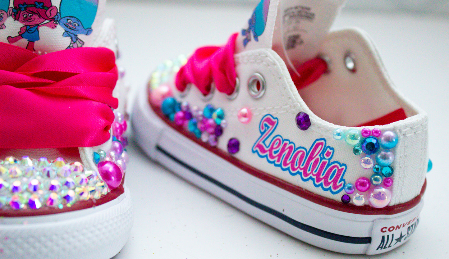 Troll shoes- Troll bling Converse-Girls Troll Shoes-Poppy troll converse