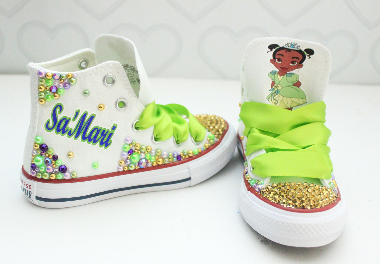 Princess Tiana shoes- Princess Tiana bling Converse-Girls Princess Tiana Shoes