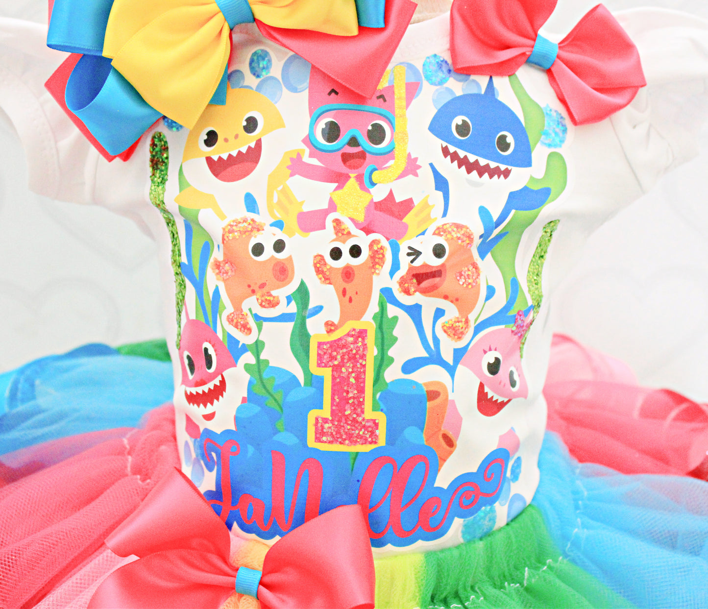Baby Shark tutu set- Baby Shark outfit-Baby Shark dress- Baby Shark birthday(deluxe)