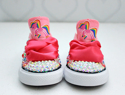 Baby's first shoes- Baby's first bling Converse-Girls Baby's first Shoes-Rainbow horse shoes