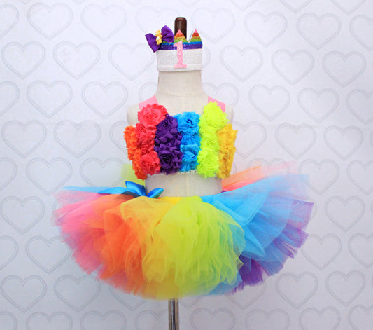 Care Bear outfit-Care Bear tutu set-Care Bear cake smash-first birthday outfit-first birthday set-Rainbow tutu set