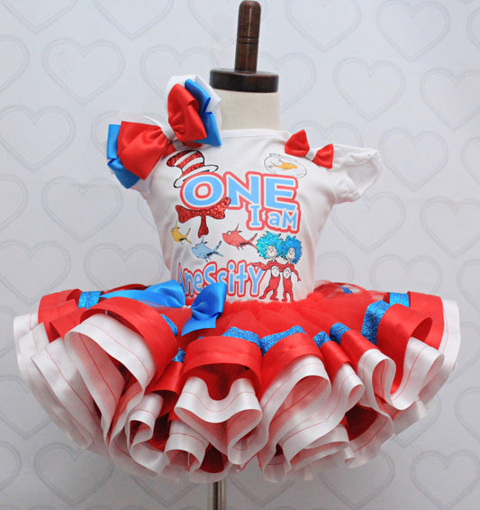 Cat in the hat tutu set- Cat in the hat outfit-Cat in the hat dress