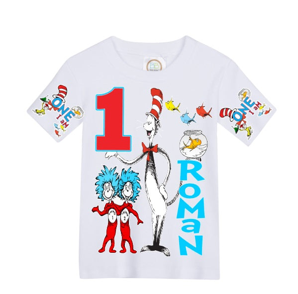 Cat in the Hat overalls-Cat in the Hat outfit-Cat in the Hat birthday shirt-Cat in the Hat birthday outfit