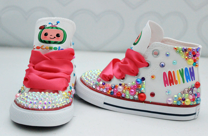 Cocomelon shoes- Cocomelon bling Converse-Girls Cocomelon Shoes-Cocomelon Converse
