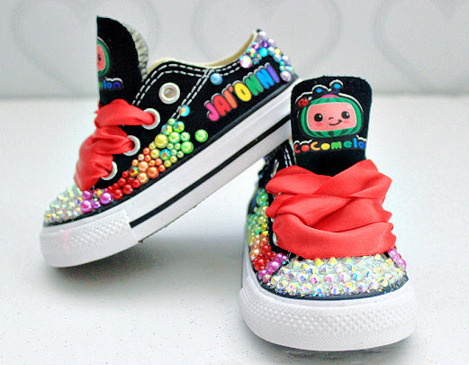 Cocomelon shoes- Cocomelon bling Converse-Girls Cocomelon Shoes-Cocomelon Converse