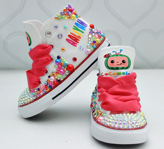 Cocomelon shoes- Cocomelon bling Converse-Girls Cocomelon Shoes-Cocomelon Converse