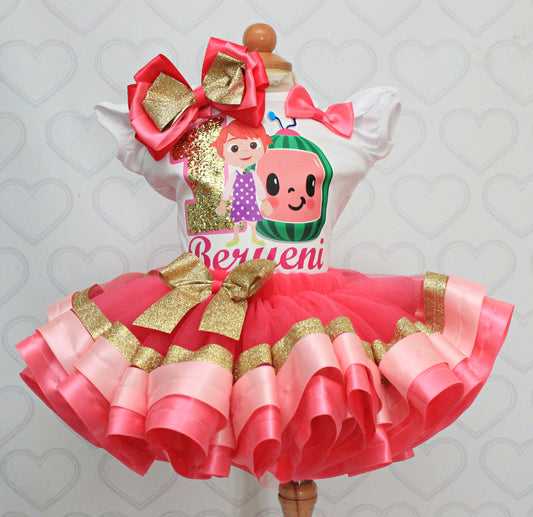 Cocomelon tutu set-Cocomelon outfit-Cocomelon dress