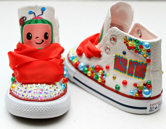 Cocomelon shoes- Cocomelon bling Converse-Girls Cocomelon Shoes-Cocomelon Converse