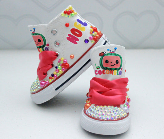 Cocomelon shoes- Cocomelon bling Converse-Girls Cocomelon Shoes-Cocomelon Converse