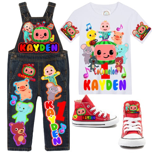Cocomelon Overalls- Cocomelon Birthday Overalls- Cocomelon Birthday outfit