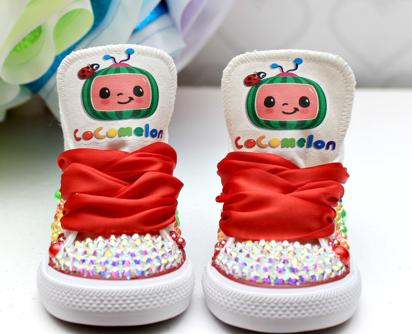Cocomelon shoes- Cocomelon bling Converse-Girls Cocomelon Shoes-Cocomelon Converse