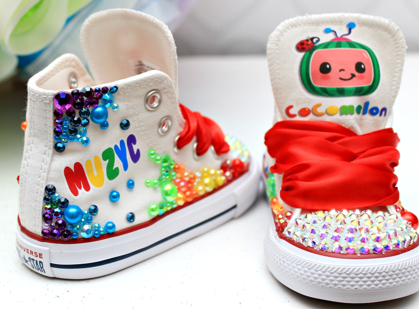 Cocomelon shoes- Cocomelon bling Converse-Girls Cocomelon Shoes-Cocomelon Converse