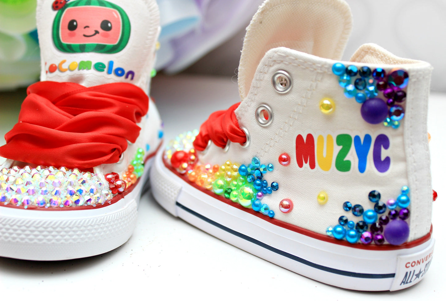 Cocomelon shoes- Cocomelon bling Converse-Girls Cocomelon Shoes-Cocomelon Converse