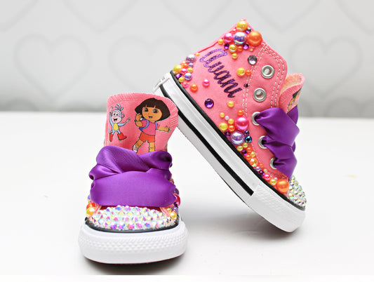 Dora the explorer shoes- Dora the explorer bling Converse-Girls Dora the explorer Shoes-Dora the explorer Converse