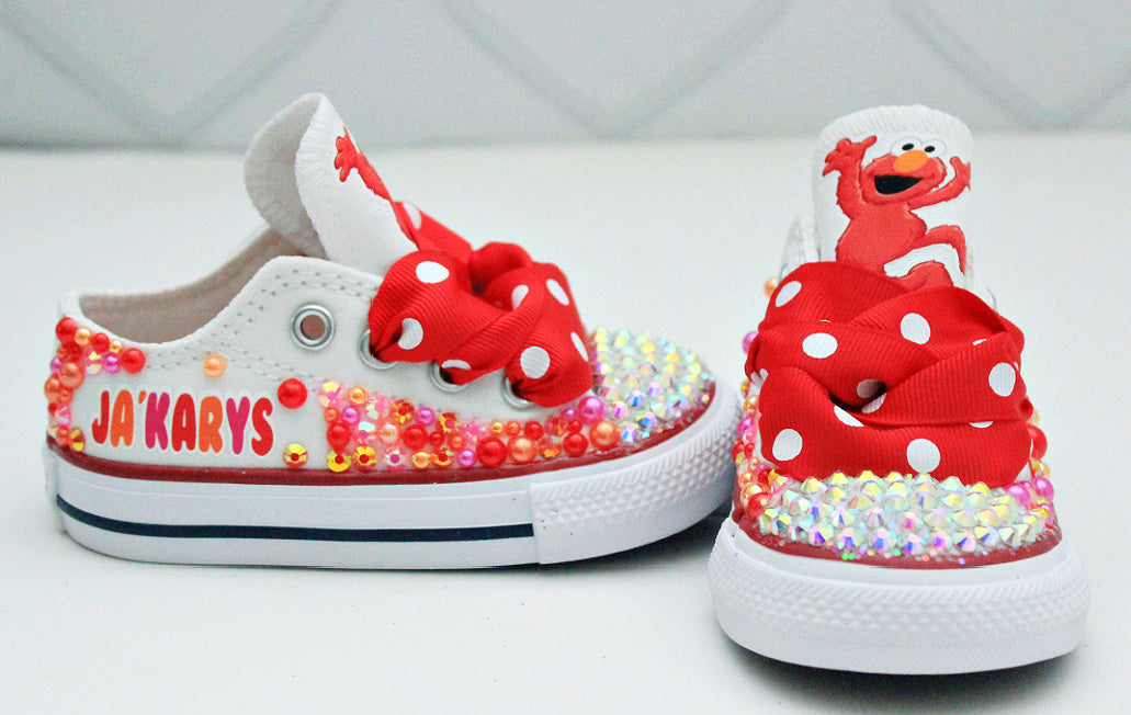 Elmo shoes- Elmo bling Converse-Girls Elmo Shoes-