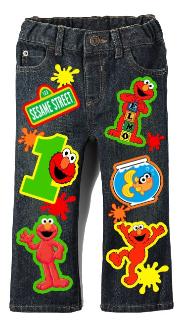 Elmo boys outfit - Elmo Denim Set-Boys Elmo denim set- Elmo Birthday outfit