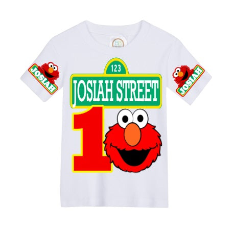 Elmo overalls- Elmo outfit- Elmo birthday shirt- Elmo birthday outfit