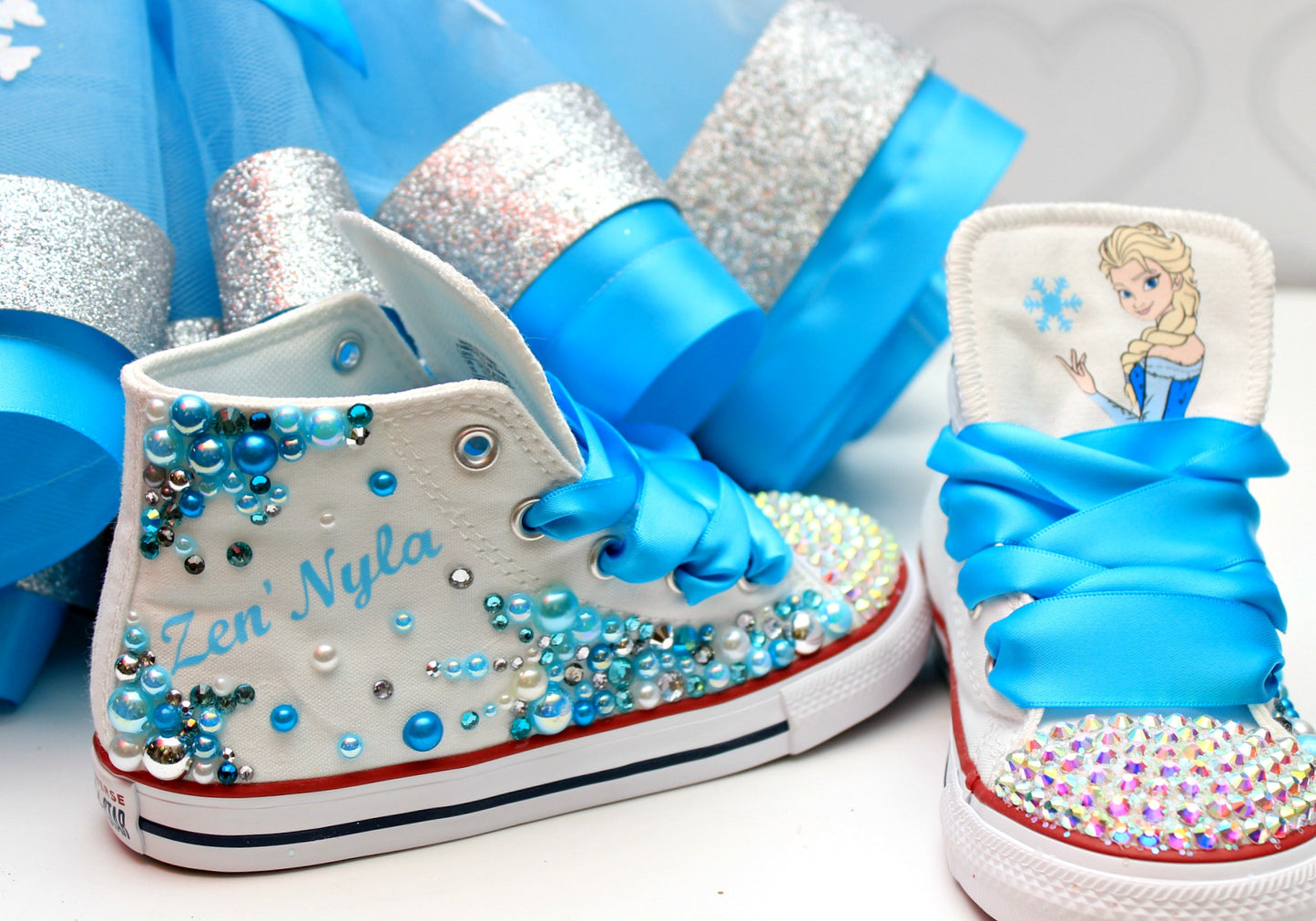 Frozen shoes- Frozen bling Converse-Girls Frozen Shoes-Elsa Shoes