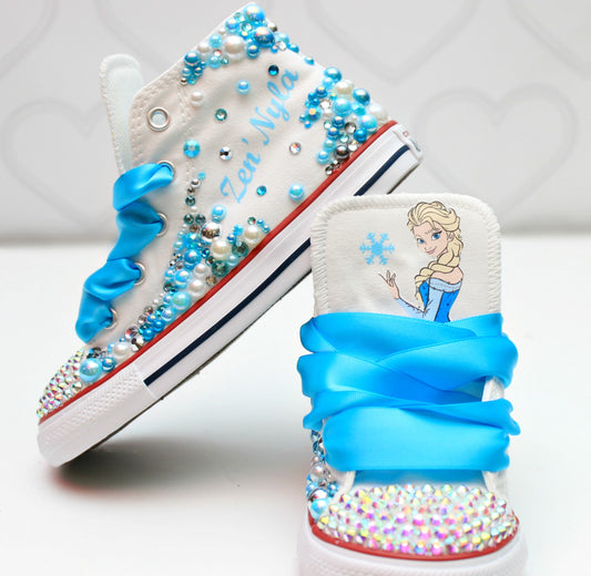 Frozen shoes- Frozen  bling Converse-Girls Frozen  Shoes-Elsa Shoes