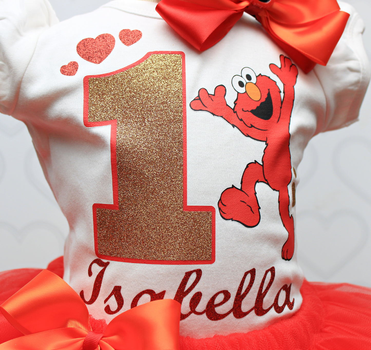 Elmo tutu set- Elmo birthday outfit -Girl Elmo outfit-Elmo ribbon trim set