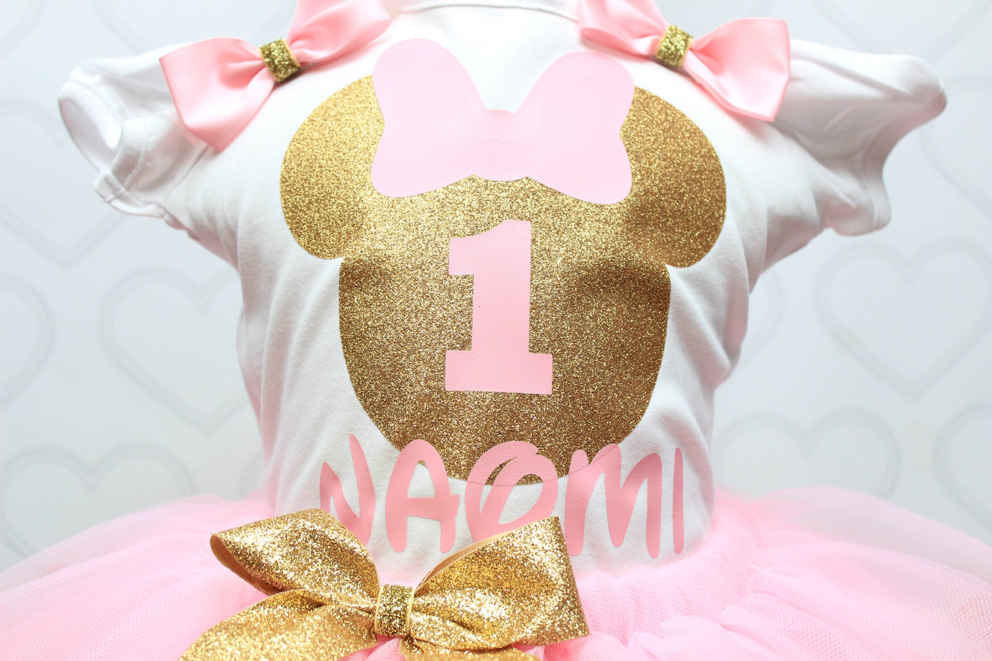 Mouse Tutu set- mouse outfit- mouse tutu-Pink and gold mouse tutu set
