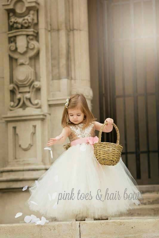 Flower girl dress-Ivory gold Flower girl dress-gold Ivory flower girl dress-The Ava Lynn