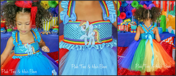 Rainbow Dash Dress- Rainbow Dash Tutu Dress- My little pony tutu- My little pony Birthday Dress