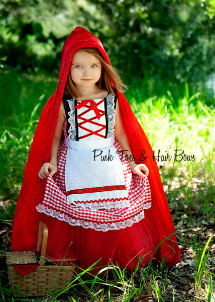 Little Red Riding hood Costume-Little red Riding hood tutu-Little red Pink Toes & Hair Bows Little Red Riding hood Costume-Little red Riding hood tutu-Little red Pink Toes & Hair Bows