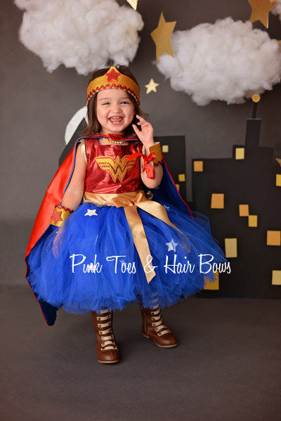 Wonder Woman dress- Wonder woman costume- wonder woman tutu dress- wonder woman