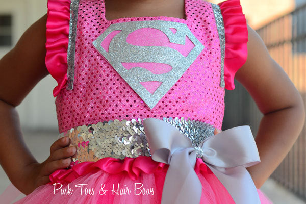 Super girl costume- super girl tutu dress- super girl costume- superman dress-superman tutu