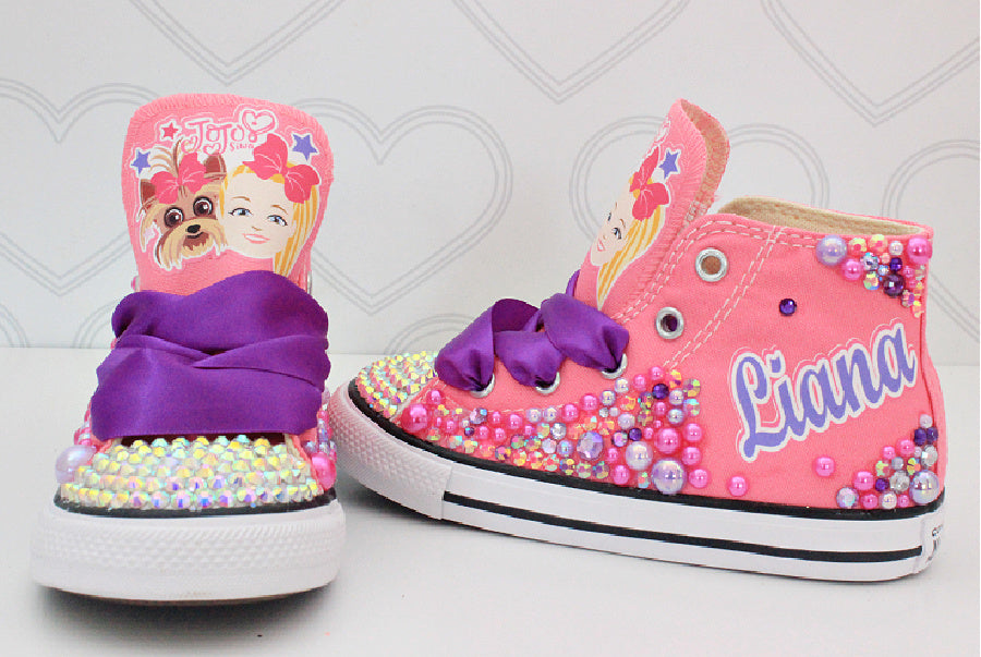 Jojo Siwa shoes Jojo Siwa bling Converse Girls Jojo Siwa Shoes Jojo Si Pink Toes Hair Bows