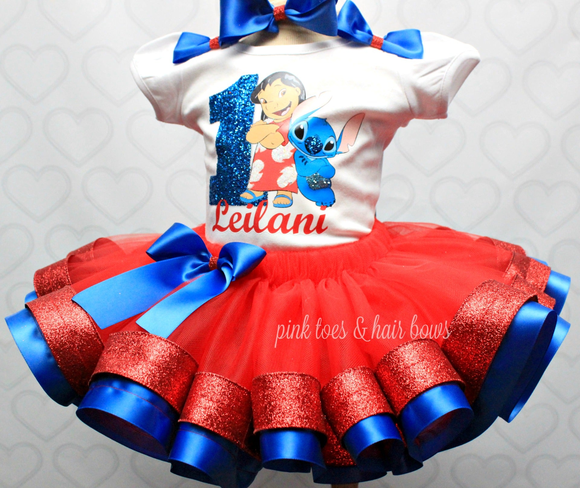 Lilo and Stitch tutu set- Lilo And stitch outfit-Lilo and Stitch dress Pink Toes & Hair Bows Lilo and Stitch tutu set- Lilo And stitch outfit-Lilo and Stitch dress Pink Toes & Hair Bows