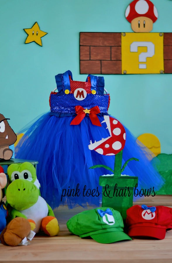 Super mario bros tutu dress- Mario Costume- mario dress- mario tutu- mario tutu dress