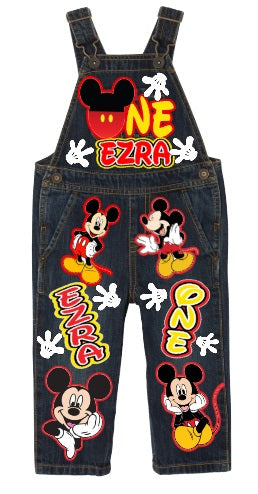 Mickey Mouse overalls-Mickey Mouse outfit-Mickey Mouse birthday shirt-Mickey Mouse birthday outfit