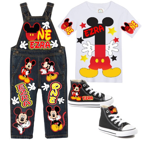 Mickey Mouse overalls-Mickey Mouse outfit-Mickey Mouse birthday shirt-Mickey Mouse birthday outfit