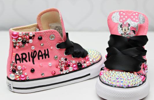 Minnie shoes- Minnie bling Converse-Girls Minnie Shoes