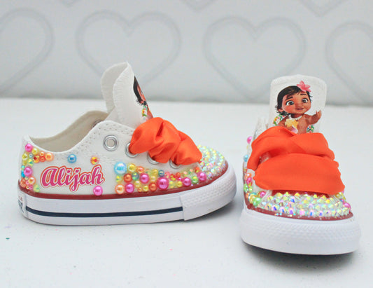 Moana shoes- Moana bling Converse-Girls Moana Shoes-Moana converse