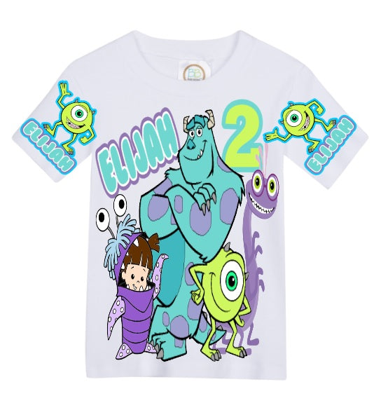 Monster inc overalls- Monster inc outfit- Monster inc birthday shirt- Monster inc birthday outfit