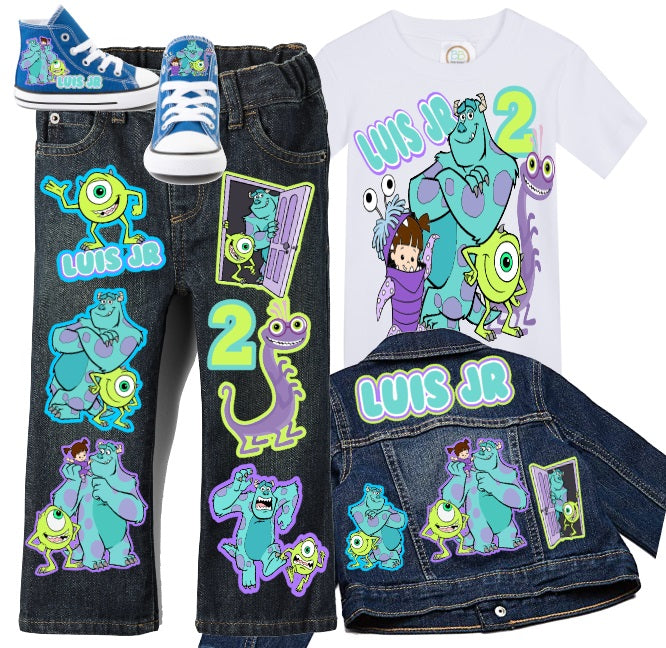 Monsters inc outfit -Monsters inc Denim Set-Boys Monsters inc denim set- Monsters inc Birthday outfit