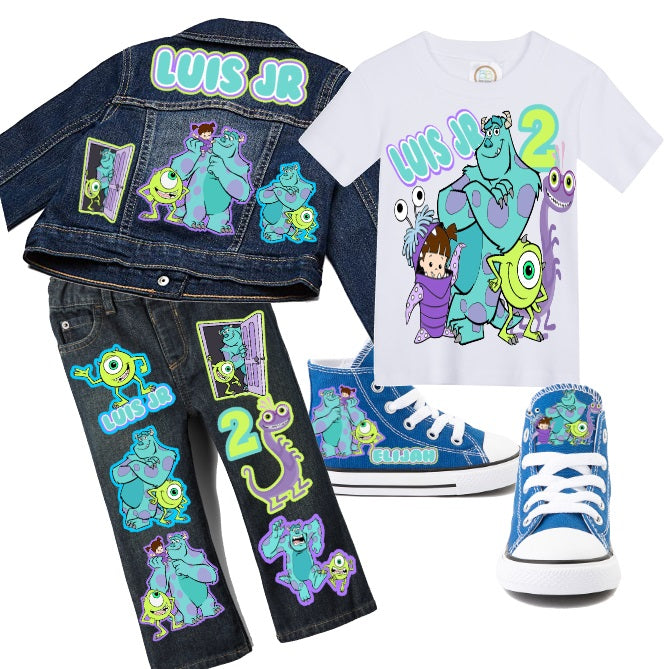 Monsters inc outfit -Monsters inc Denim Set-Boys Monsters inc denim set- Monsters inc Birthday outfit
