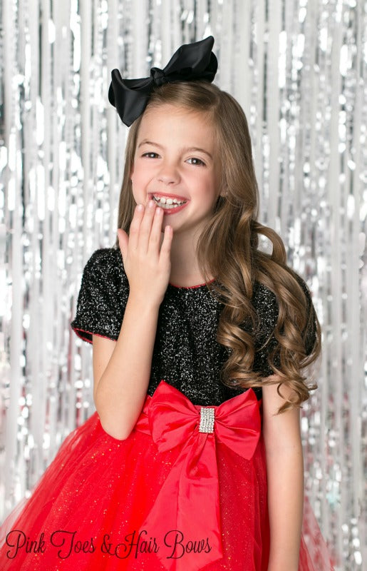 Black and Red Glitter Christmas Dress-Ready to ship