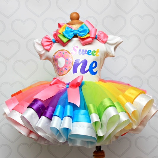 Donut Tutu set-  Donut outfit-Donut dress- donut tutu-Rainbow Donut tutu set
