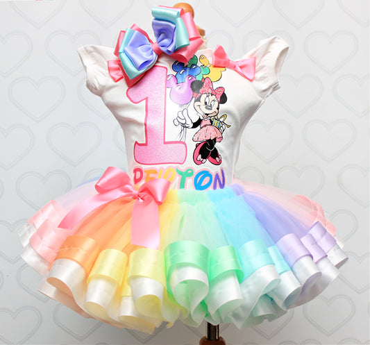 Mouse Tutu set- mouse outfit- mouse birthday outfit-Pastel mouse tutu