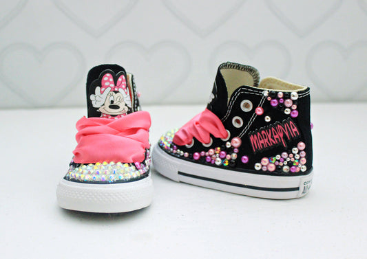 Minnie shoes- Minnie bling Converse-Girls Minnie Shoes