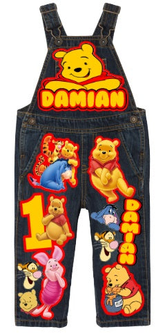 Winnie the Pooh Overalls-Winnie the pooh Birthday Overalls-Winnie the pooh Birthday outfit