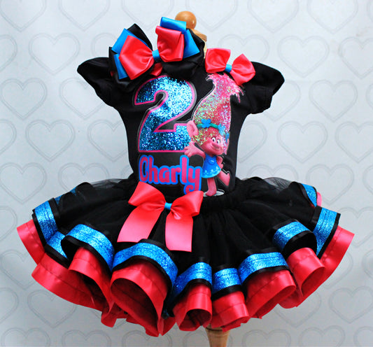 Poppy Troll tutu set-Poppy troll outfit-Poppy trolls dress
