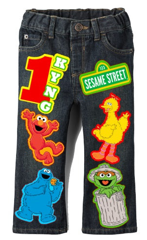 Sesame Street Denim Set-Boys Sesame Street denim set-Sesame Street Birthday outfit-Sesame street boys outfit