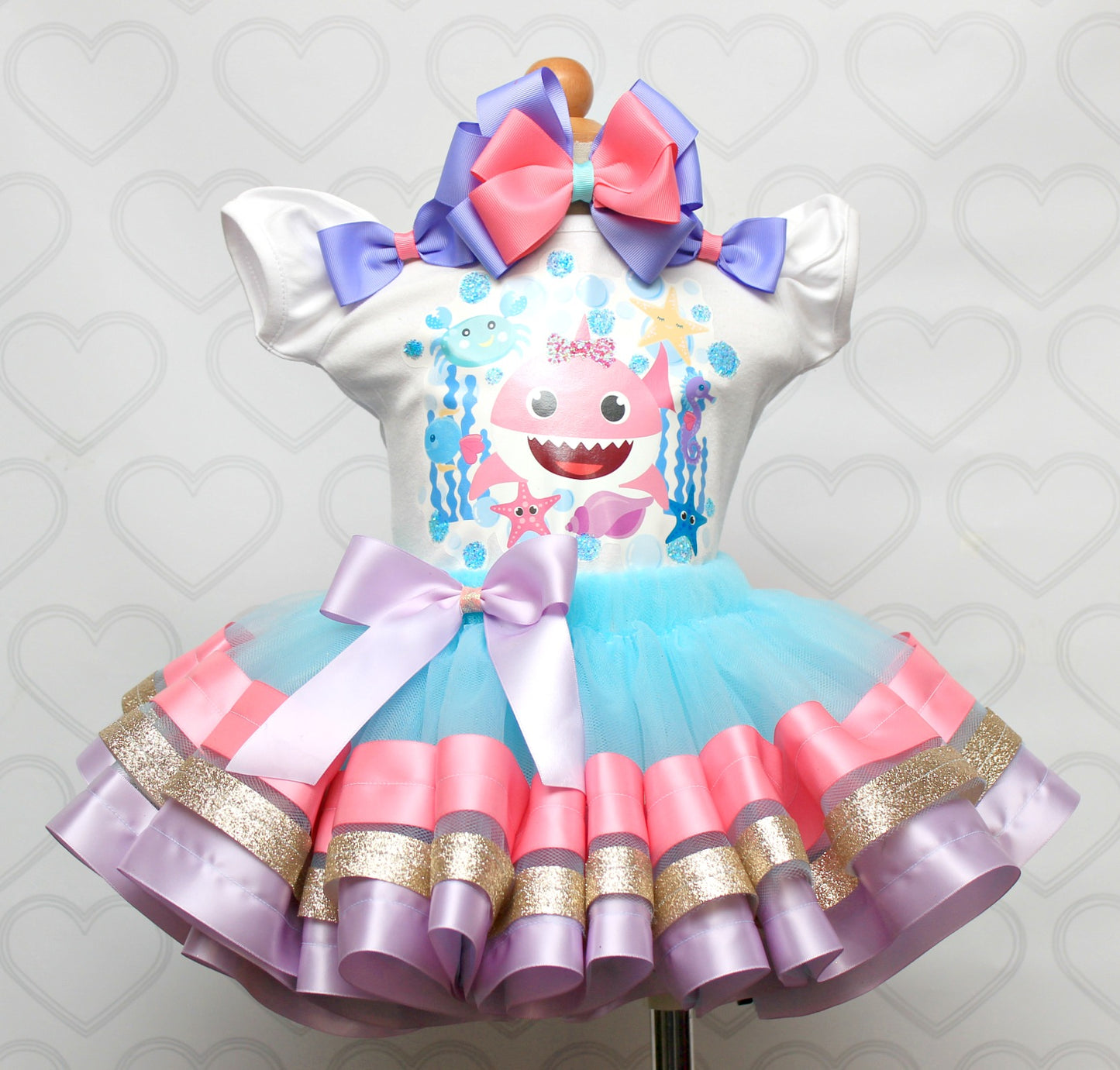 Shark tutu set-Shark outfit-Shark birthday outfit