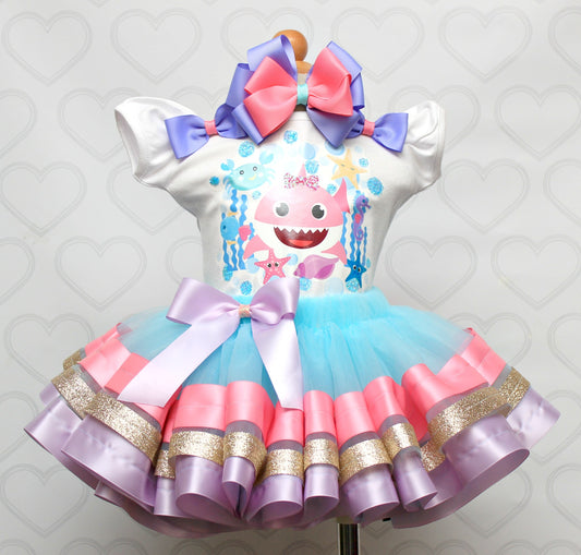 Shark tutu set-Shark outfit-Shark birthday outfit